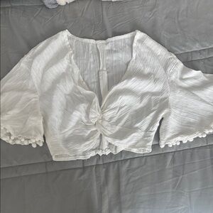 SHEIN White Textured Knot Blouse